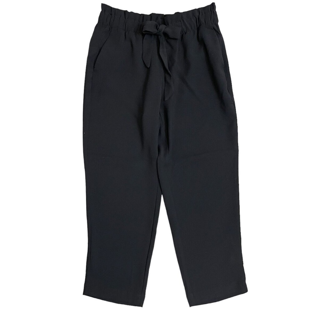 Loft Black High Elastic Waist Paperbag Straight Tapered Ankle - MP